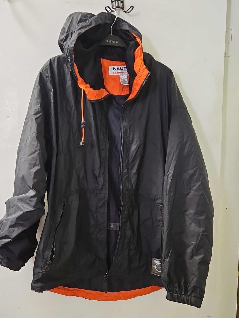 Nautica Black Jacket with Orange Liner and Hood
